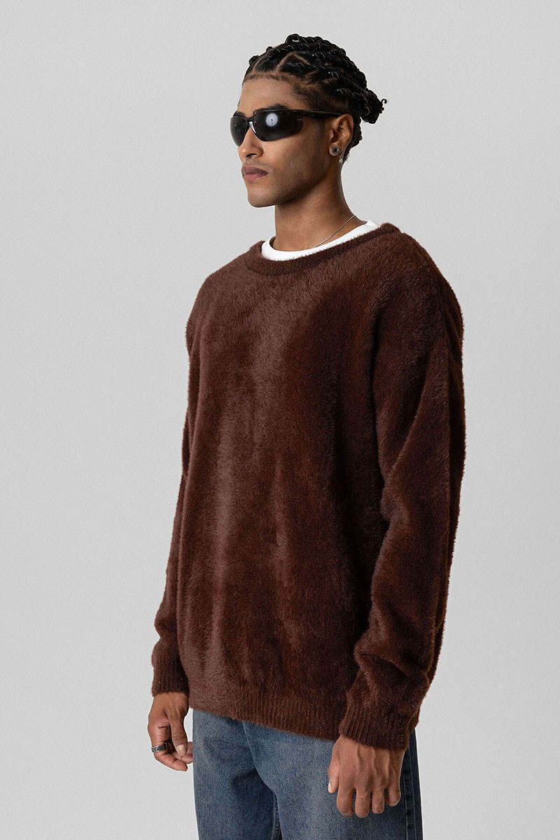 OVERSIZE PLUSH KNITWEAR-COFFEE