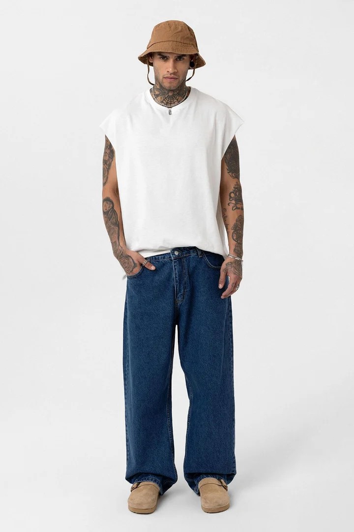 Baggy Fit Jeans Denim Blue