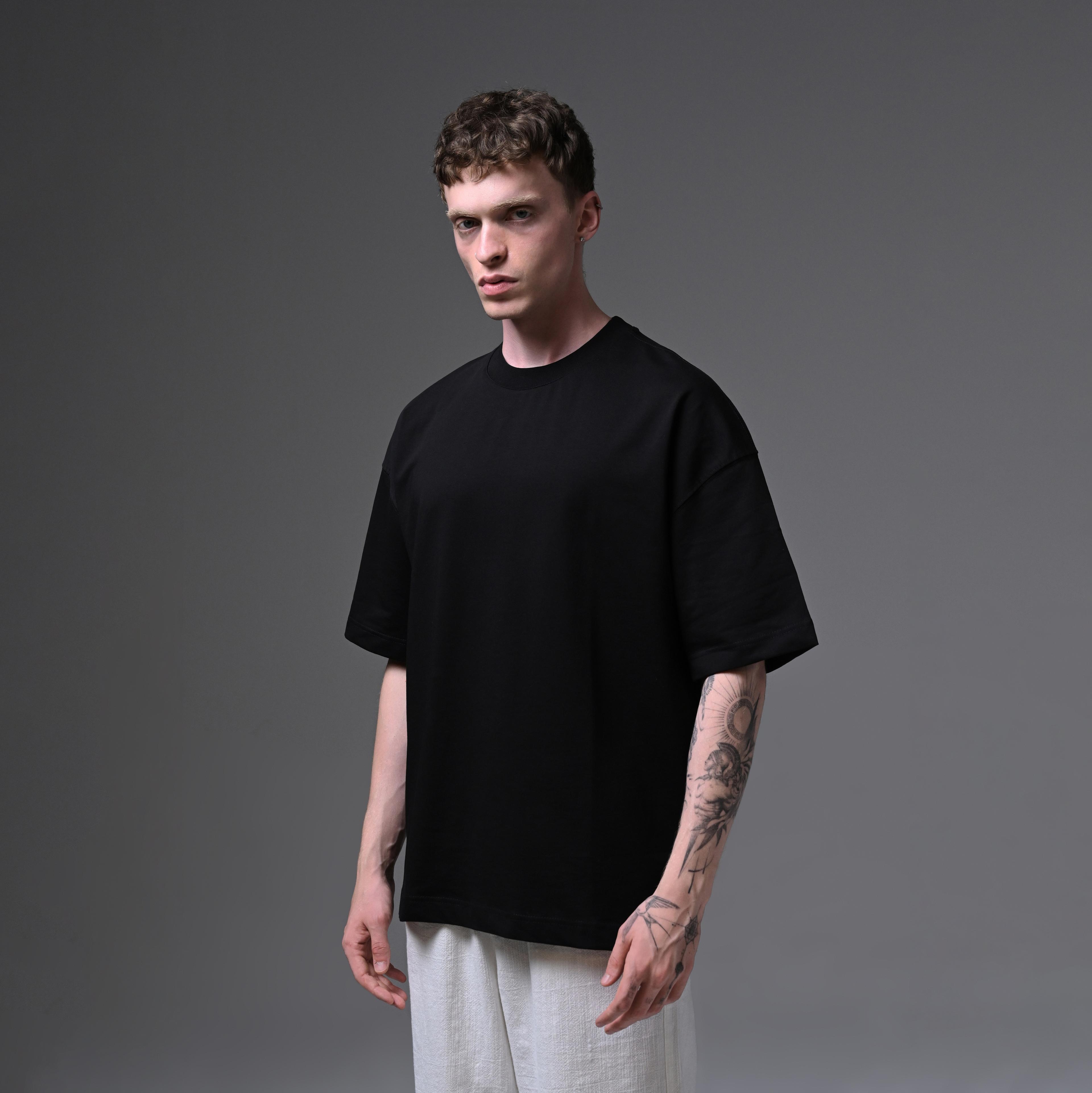 BASIC OVERSIZED COTTON T-SHIRT-BLACK