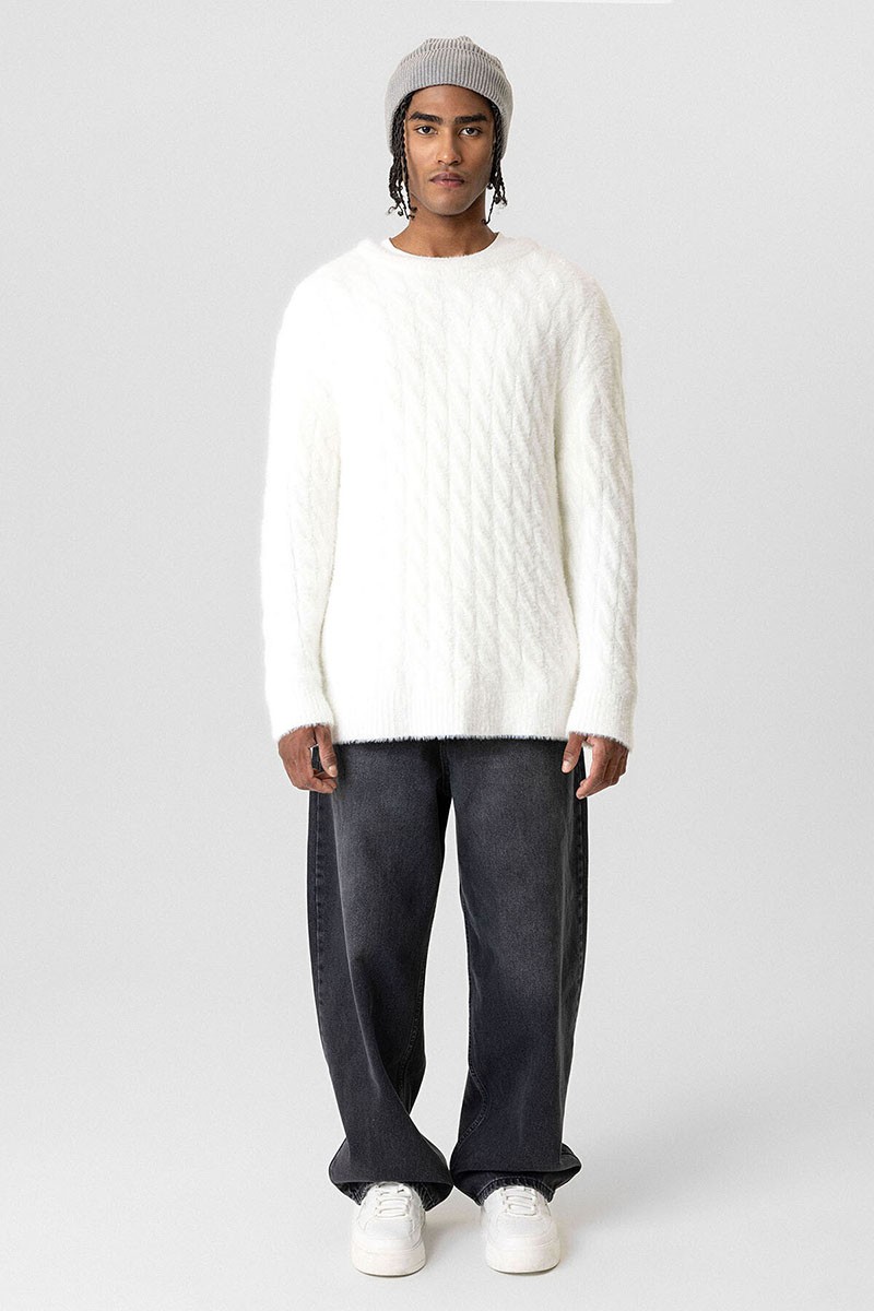 OVERSIZE KNITWEAR SWEATER-BONE