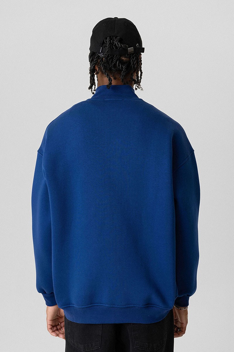 BASIC ZIPPERED OVERSIZE SWEATSHIRT INDIGO