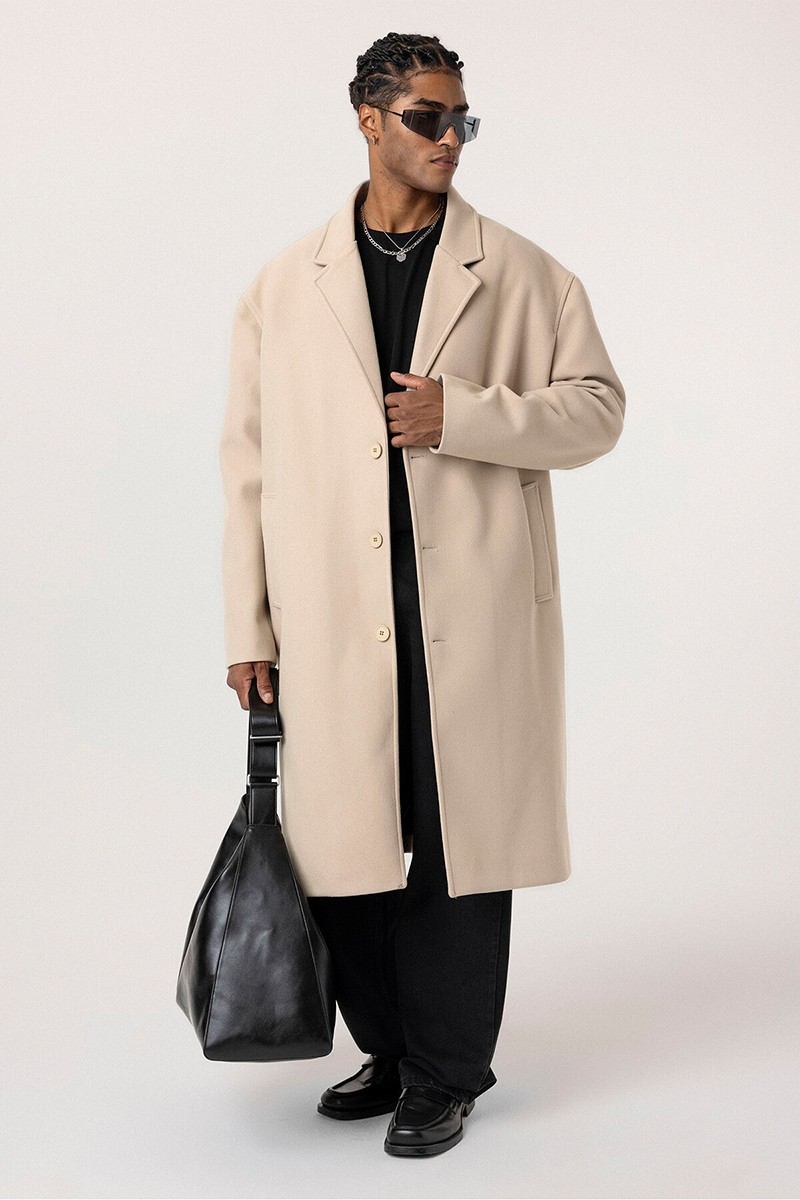 OVERSIZE LONG CACHET COAT STONE