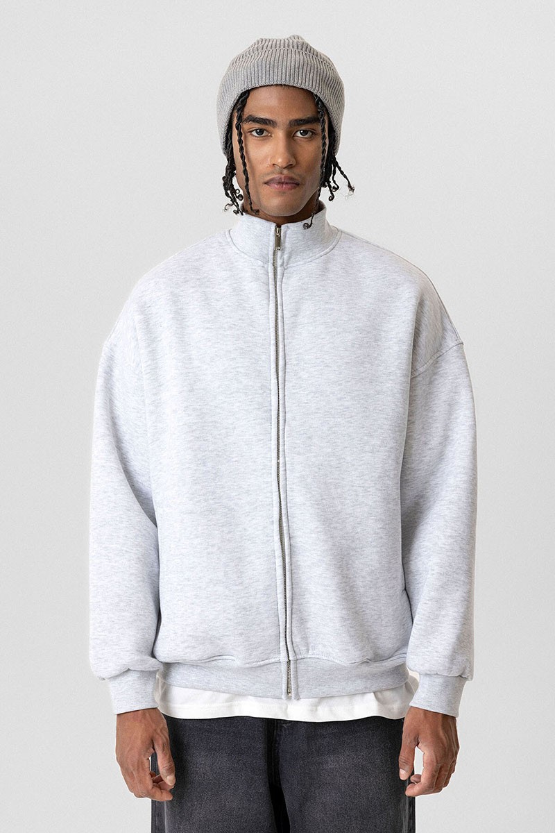 BASIC ZIPPERED OVERSIZE SWEATSHIRT KARMELANGE