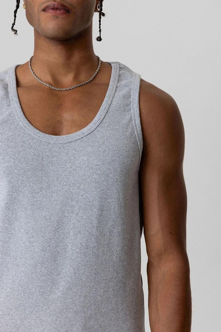 Basic Tank Top Camisole Undershirt Gray Melange