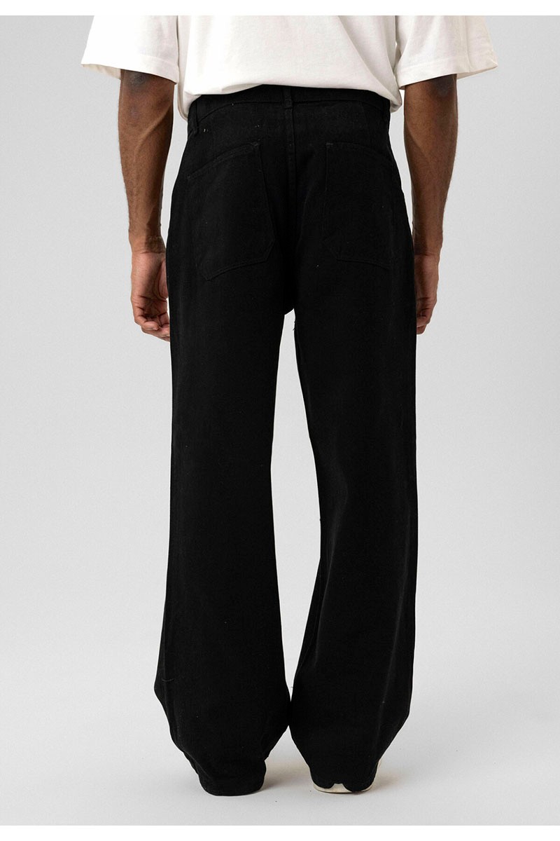 BALLOON FIT GABARDINE TROUSERS BLACK