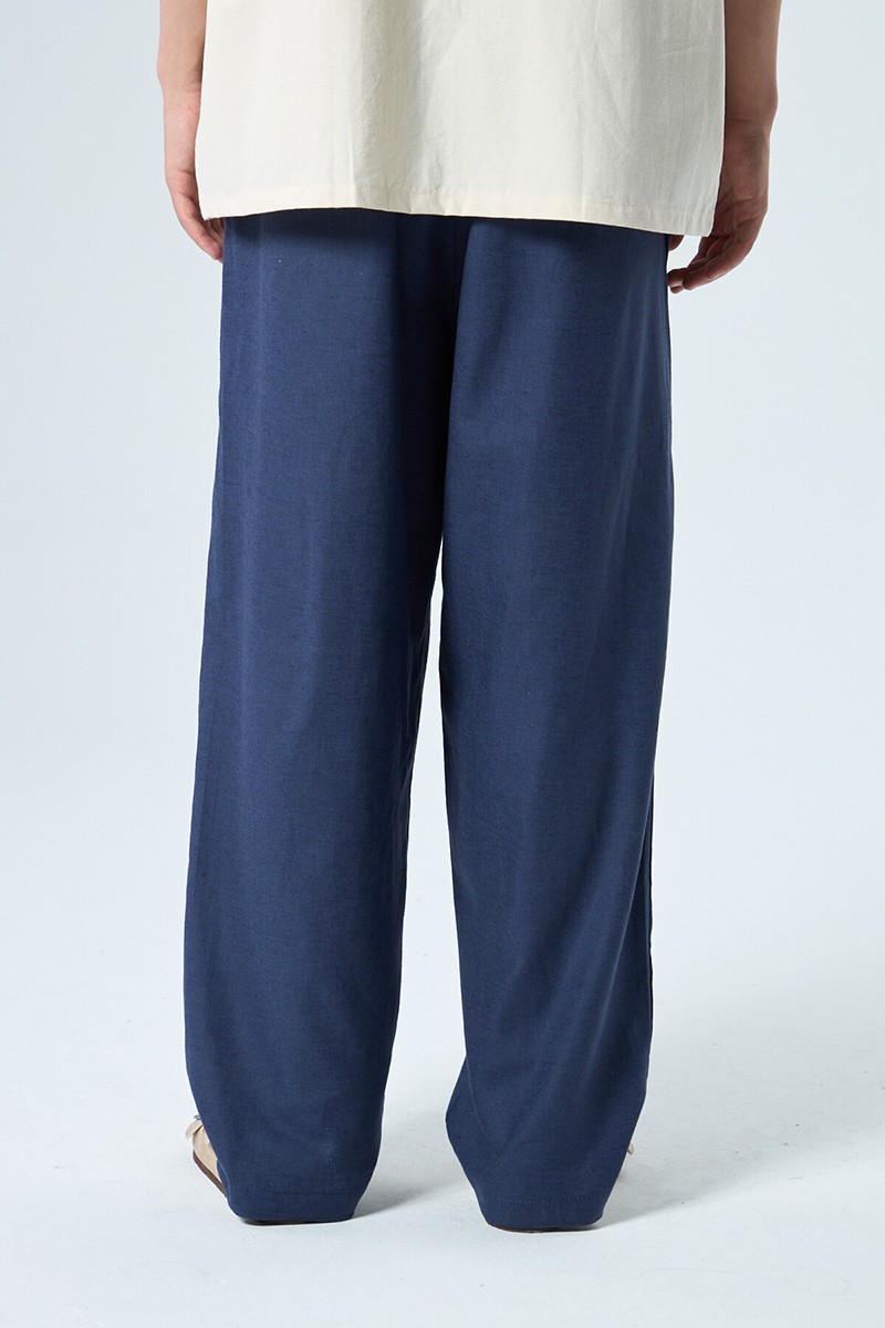 LINEN BAGGY PANTS INDIGO