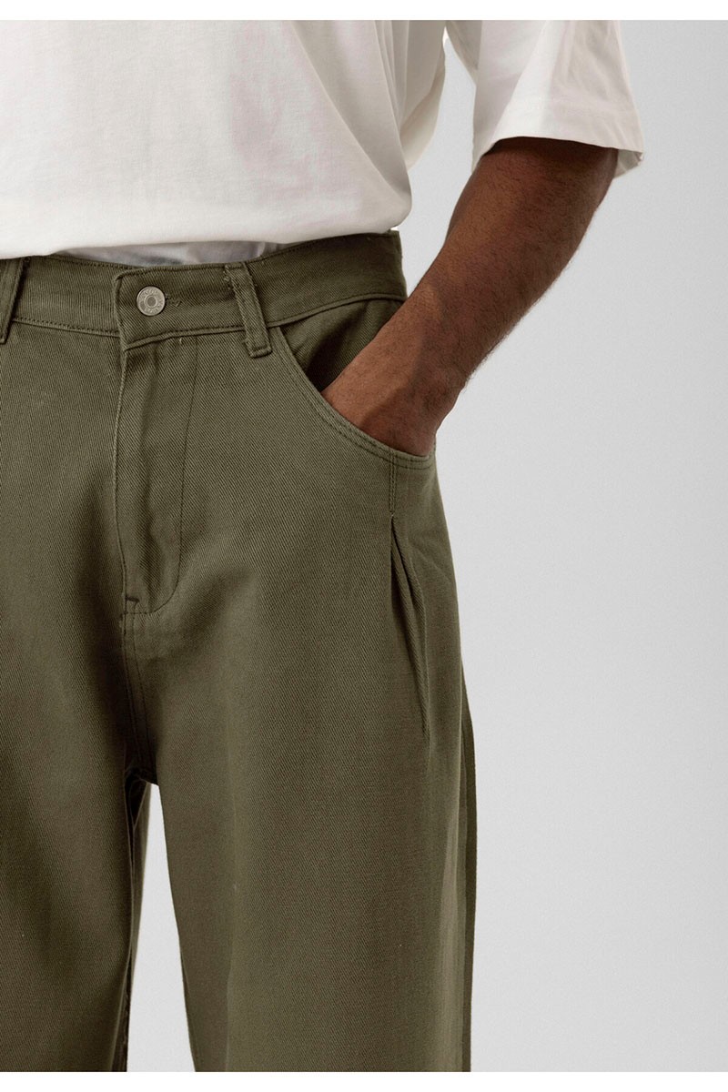 BALLOON FIT GABARDINE TROUSERS KHAKI