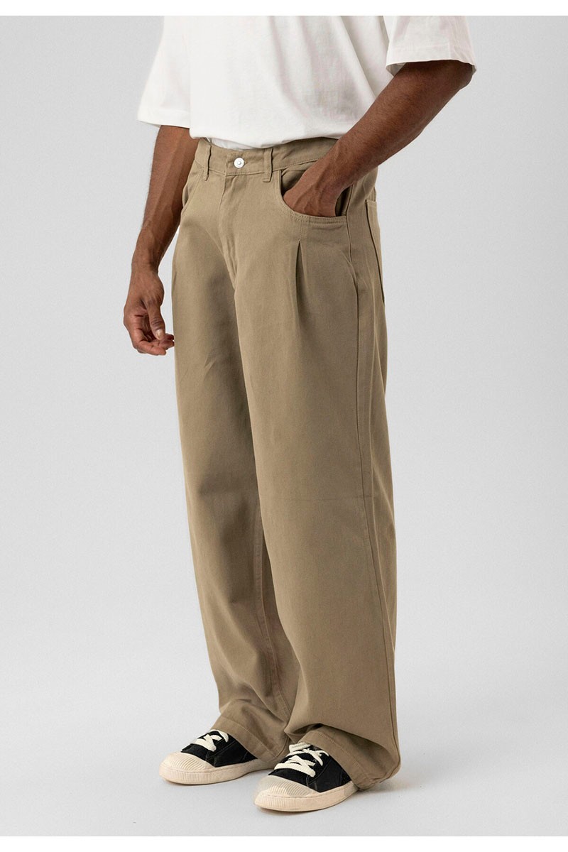 BALLOON FIT GABARDINE TROUSERS MINK