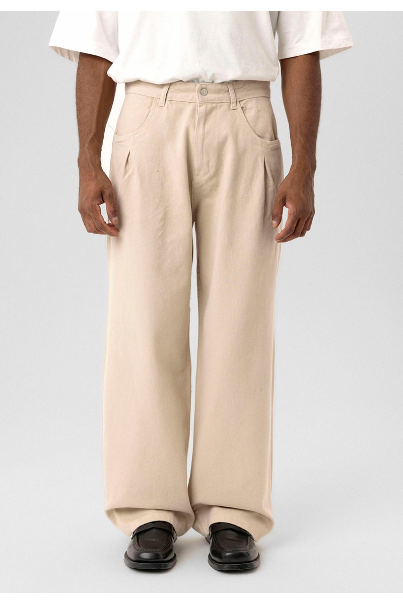 BALLOON FIT GABARDINE TROUSERS LIGHT BEIGE