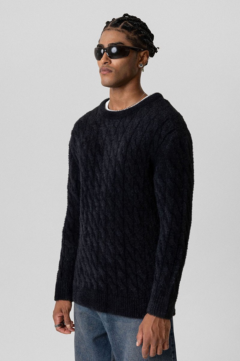 OVERSIZE KNITWEAR SWEATER-BLACK