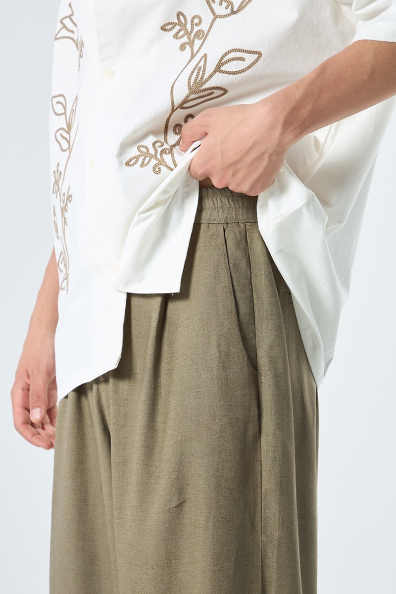 LINEN BAGGY PANTS KHAKI