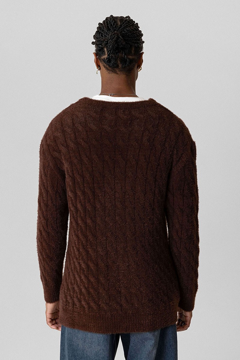 OVERSIZE KNITWEAR SWEATER-BROWN