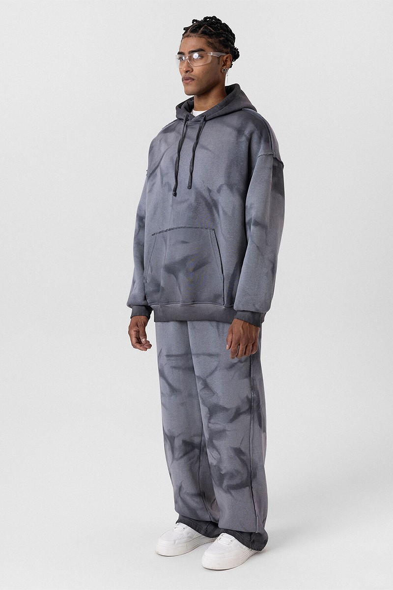 COLOR TRANSITION WASHABLE OVERSIZE TRACKSUIT GRAY