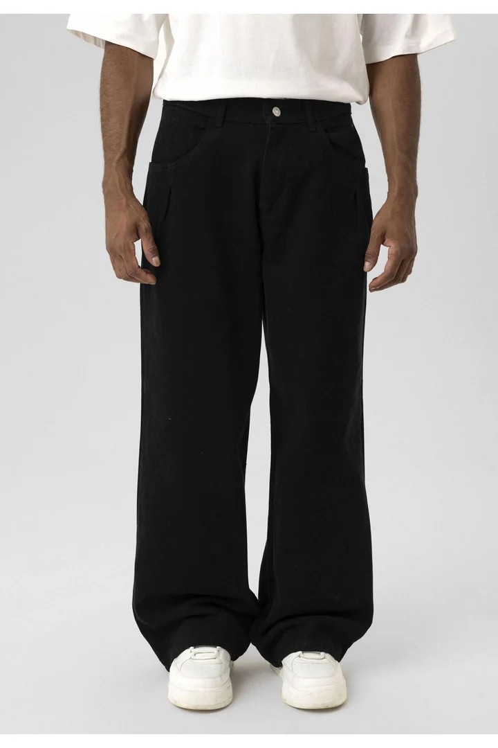 Balloon Fit Gabardine Trousers Black