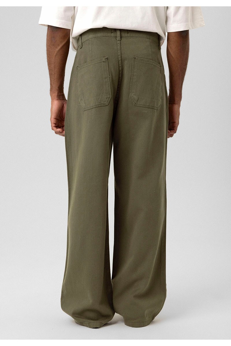 BALLOON FIT GABARDINE TROUSERS KHAKI