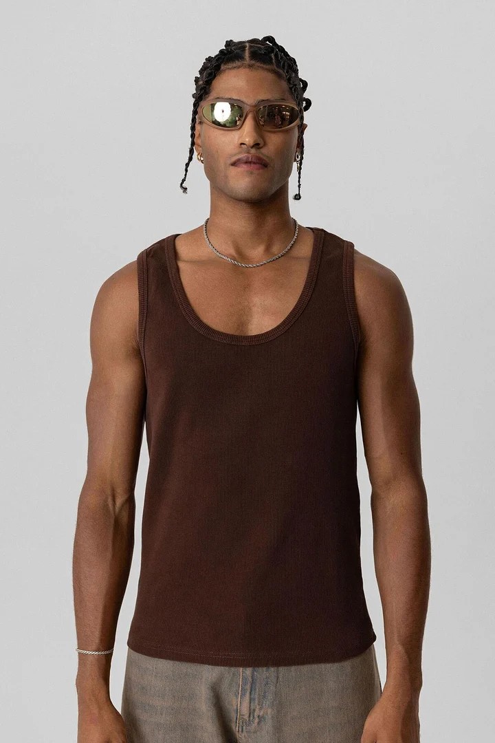 Basic Tank Top Camisole Undershirt Brown