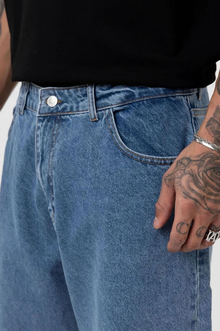 Baggy Fit Jeans Blue Melange