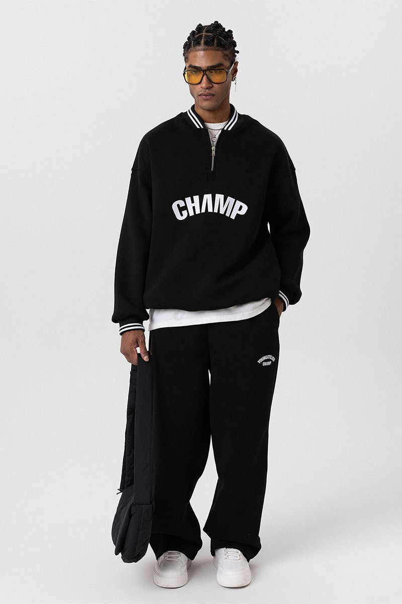 OVERSIZE TRACKSUIT WITH WRITING DETAILED BLACK