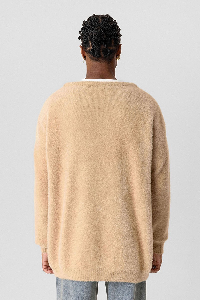 OVERSIZE PLUSH KNITWEAR-BEIGE