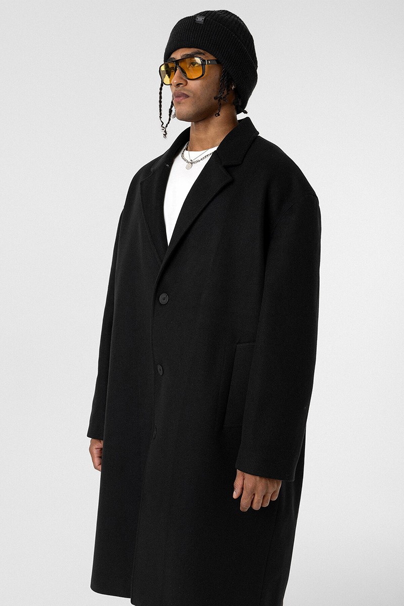 OVERSIZE LONG CASHMERE COAT BLACK