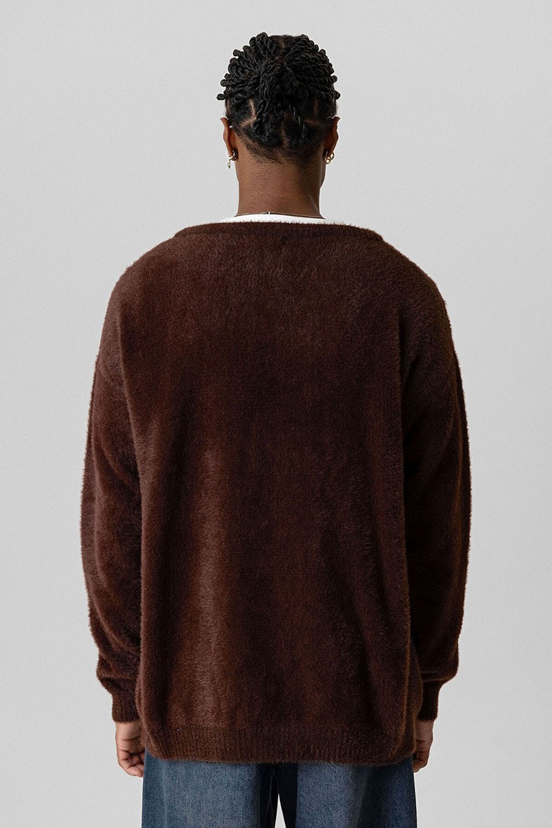 OVERSIZE PLUSH KNITWEAR-COFFEE