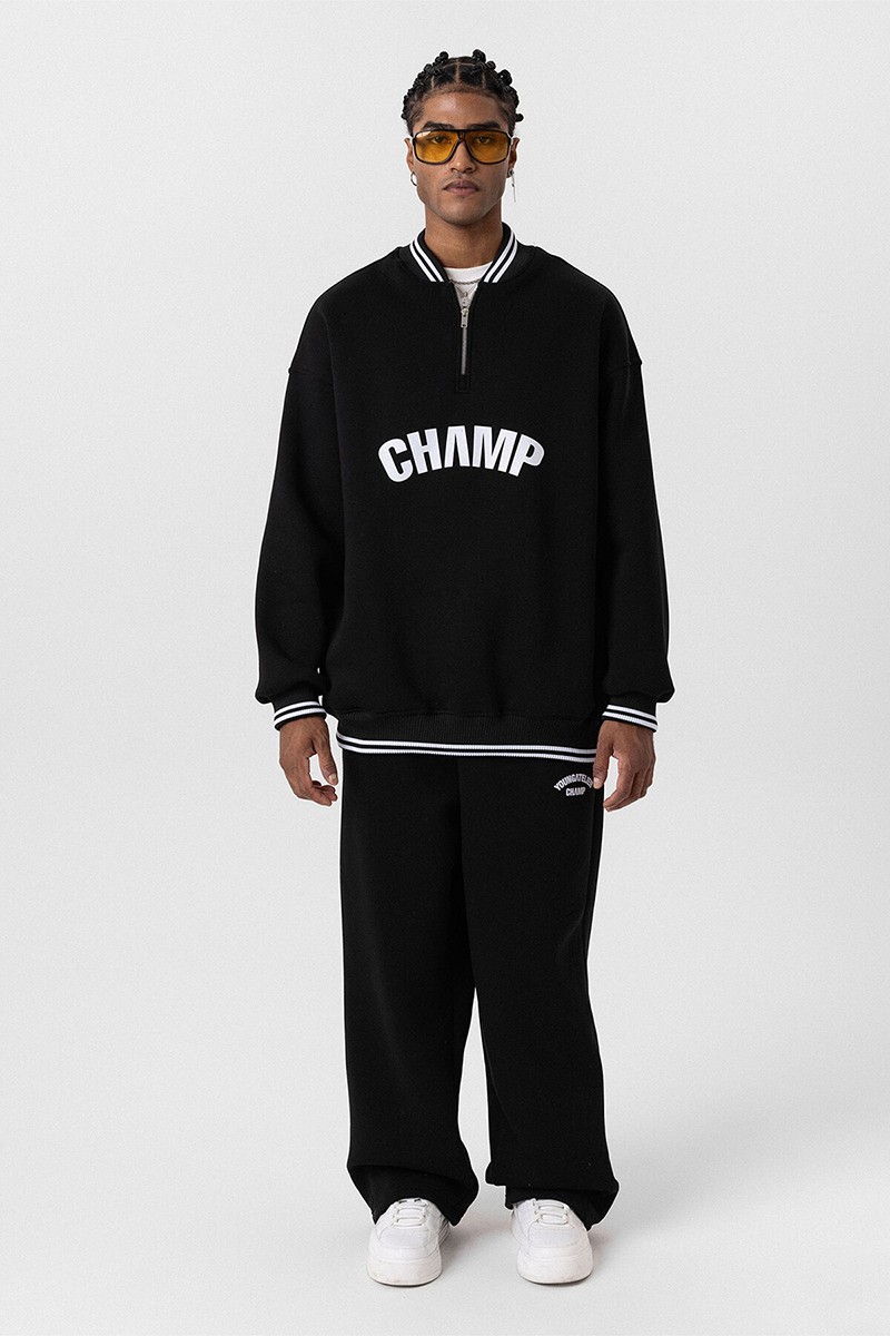 OVERSIZE TRACKSUIT WITH WRITING DETAILED BLACK