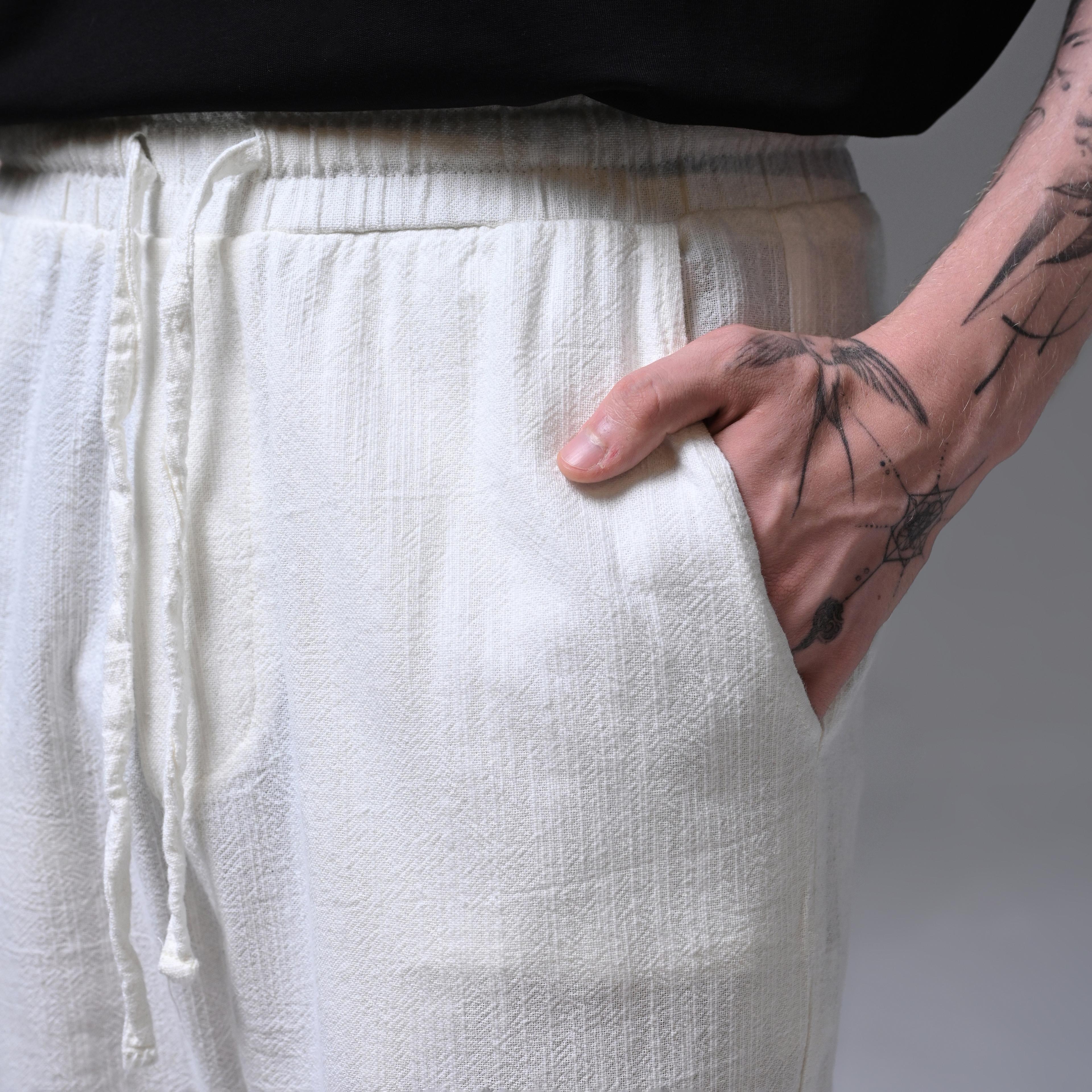 OVERSIZE LINEN TROUSERS-WHİTE