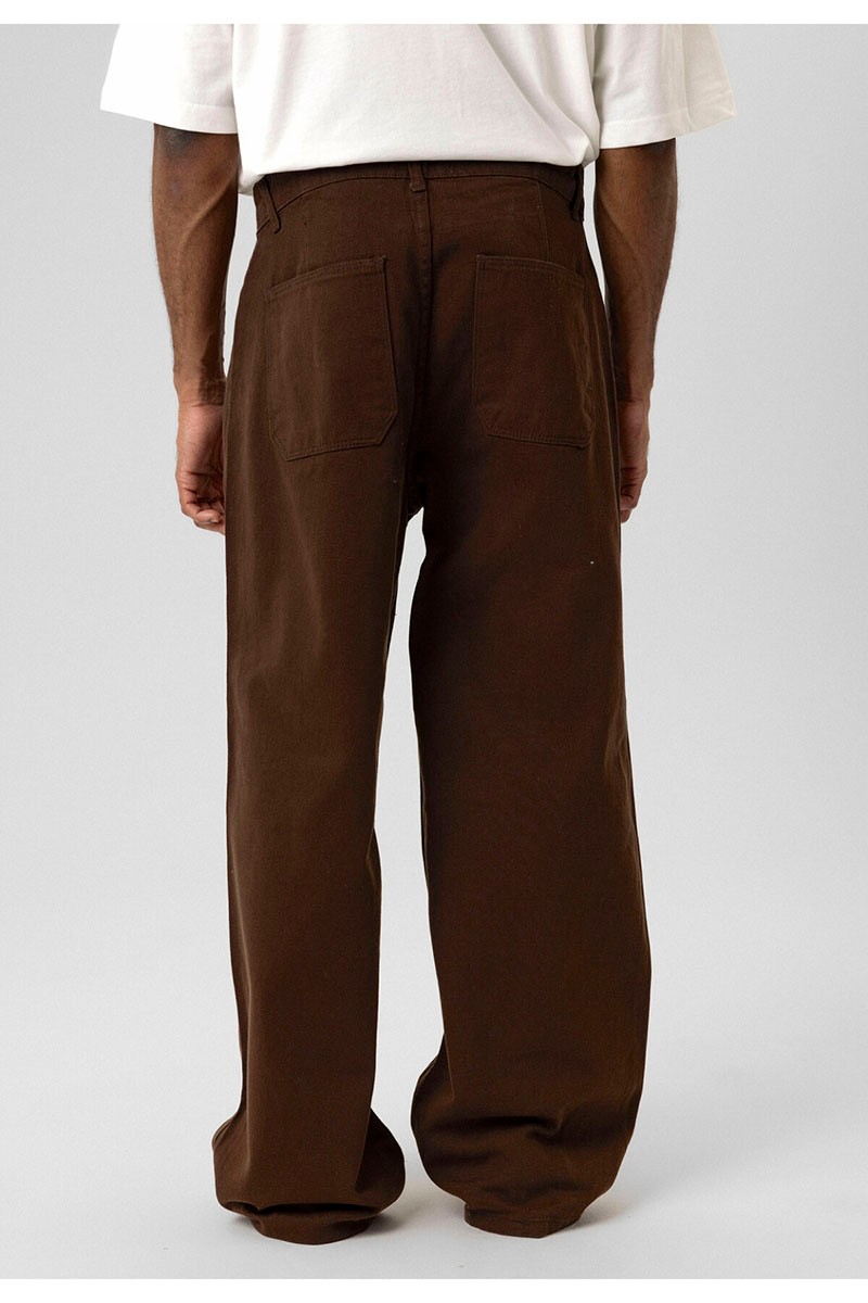 BALLOON FIT GABARDINE TROUSERS BROWN