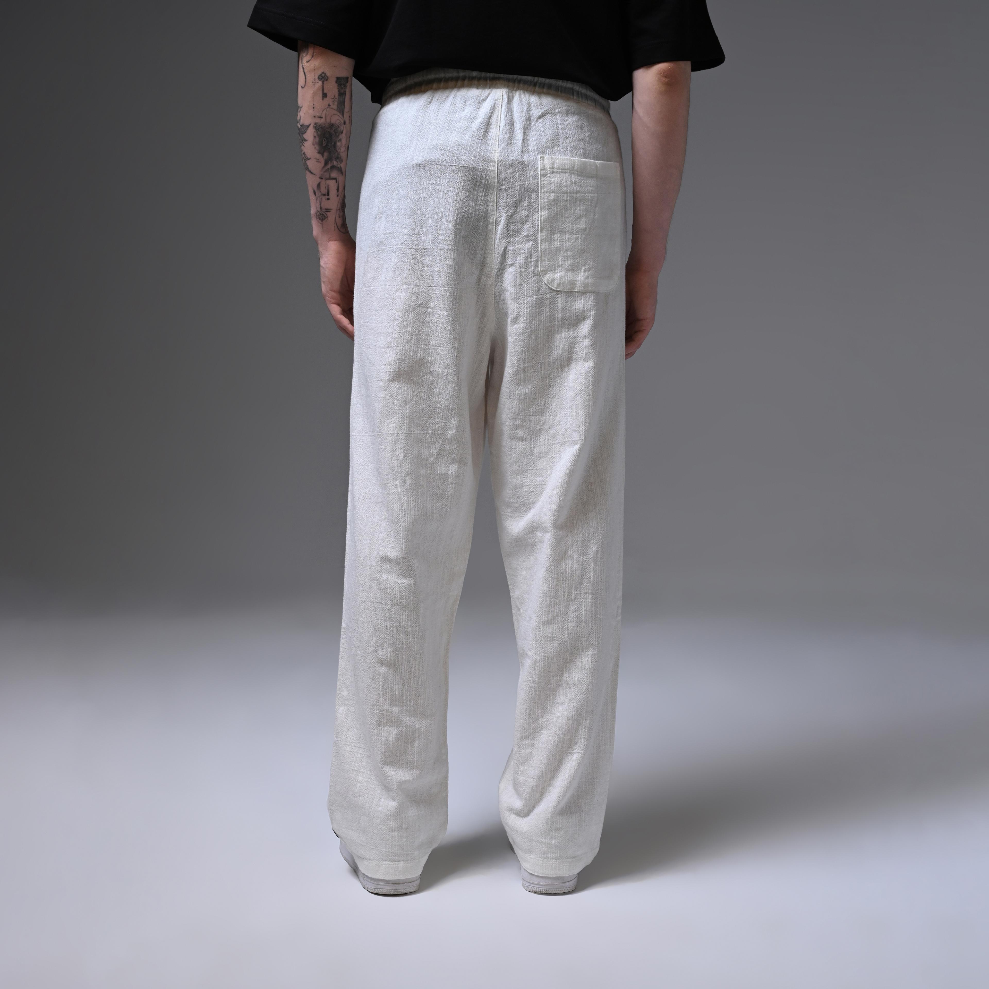 OVERSIZE LINEN TROUSERS-WHİTE