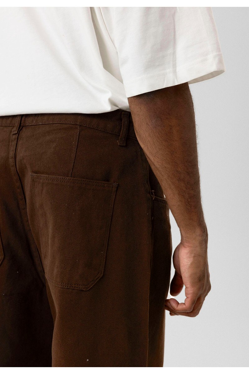 BALLOON FIT GABARDINE TROUSERS BROWN