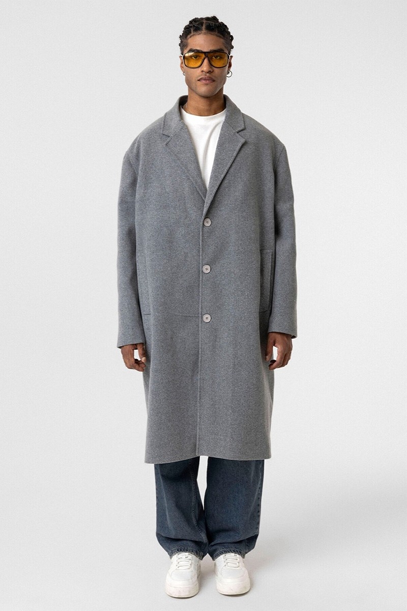 OVERSIZE LONG CASHMERE COAT GRAY