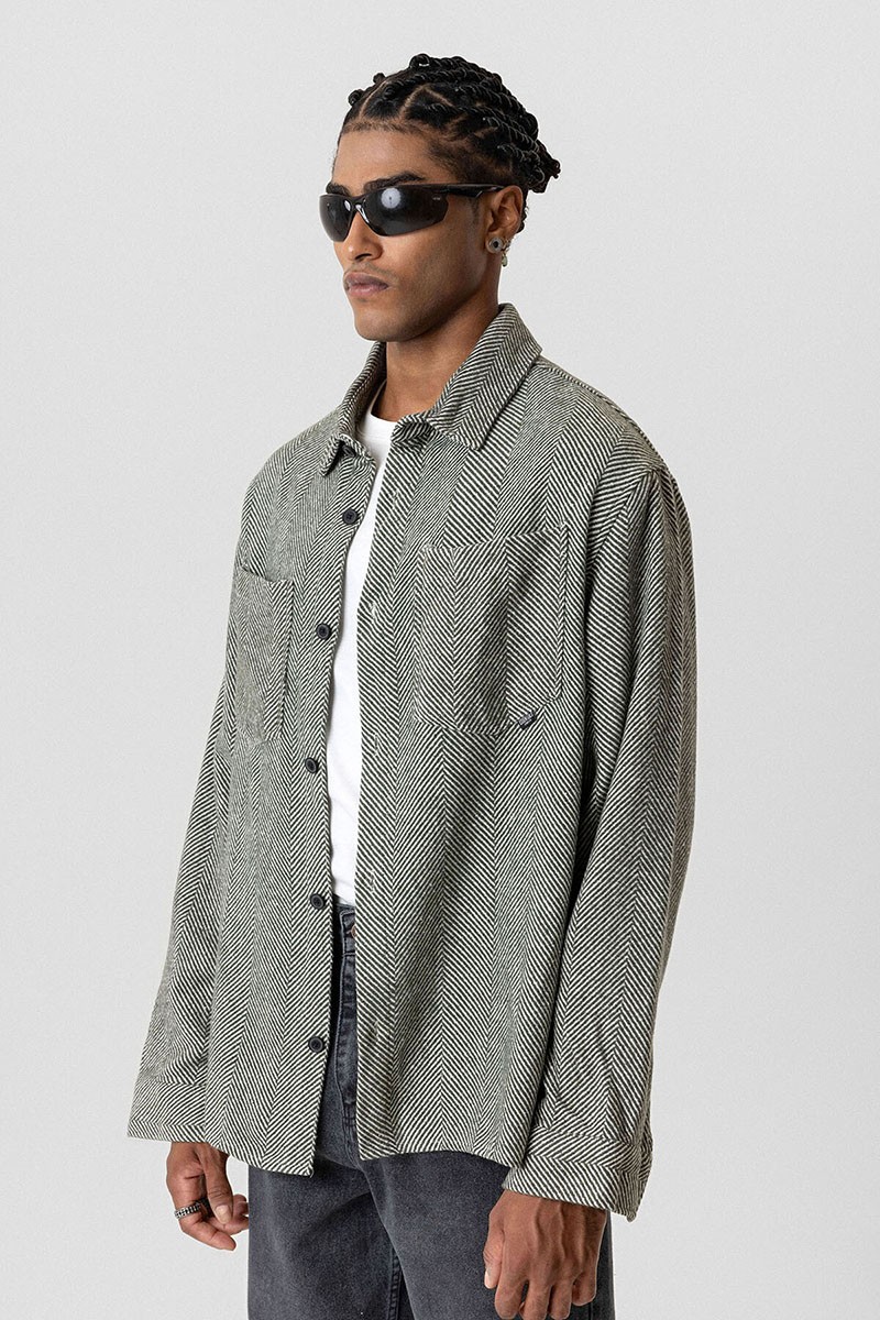 DOUBLE POCKET DETAILED OVERSIZE LUMBER SHIRT-KHAKI