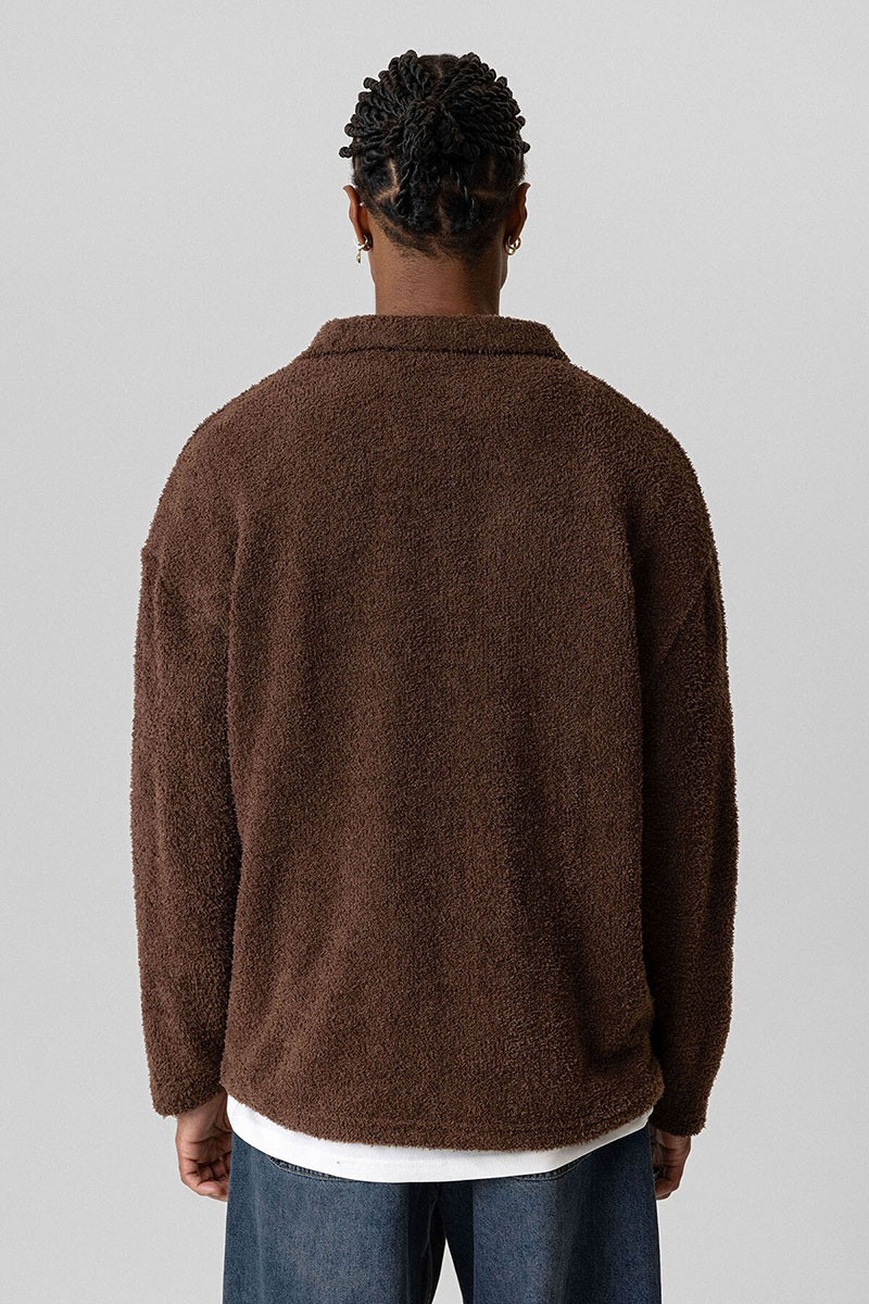 OVERSIZED SWEATSHIRT WITH TEXT DETAILED BROWN