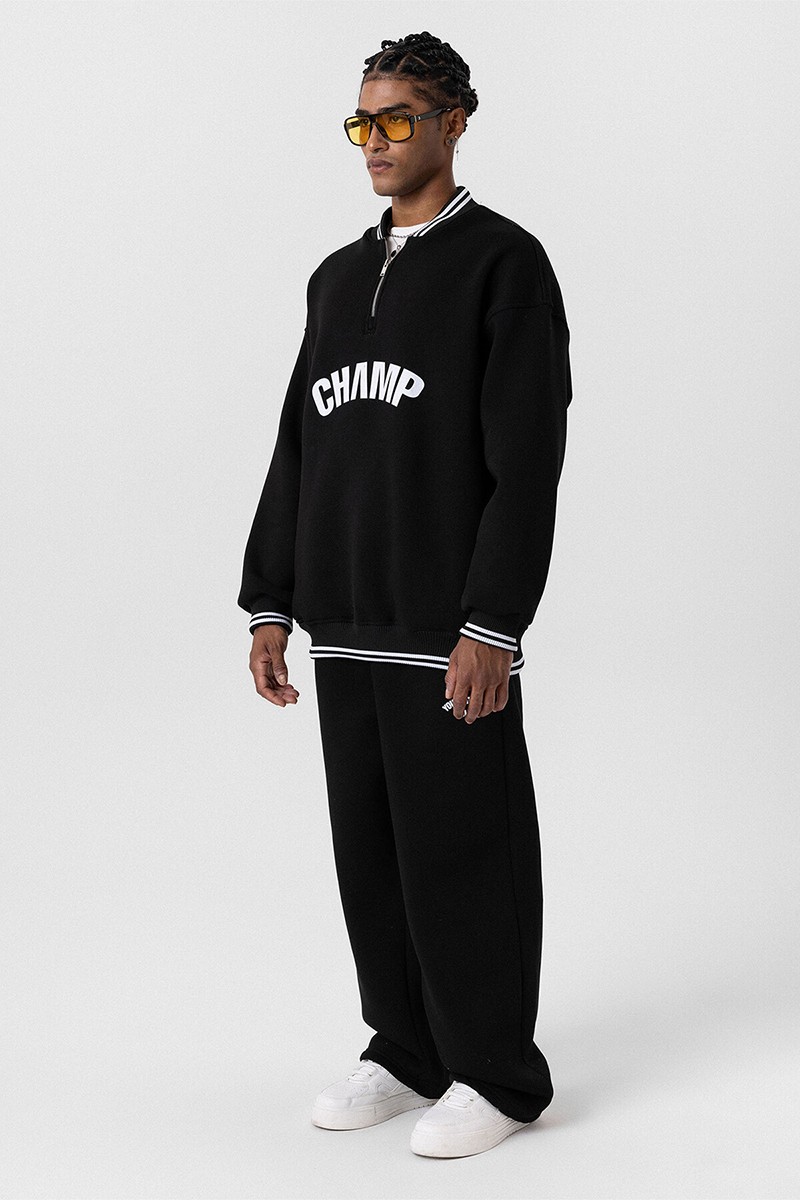 OVERSIZE TRACKSUIT WITH WRITING DETAILED BLACK