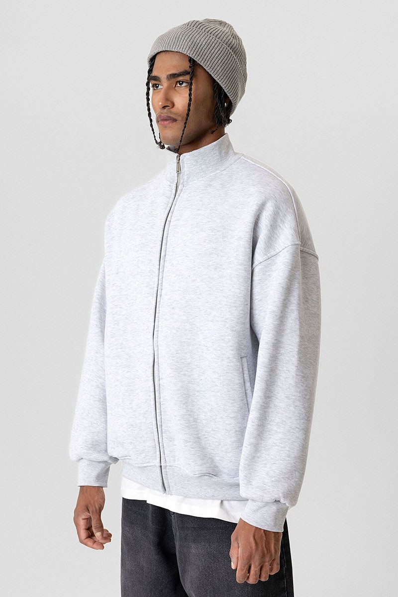 BASIC ZIPPERED OVERSIZE SWEATSHIRT KARMELANGE