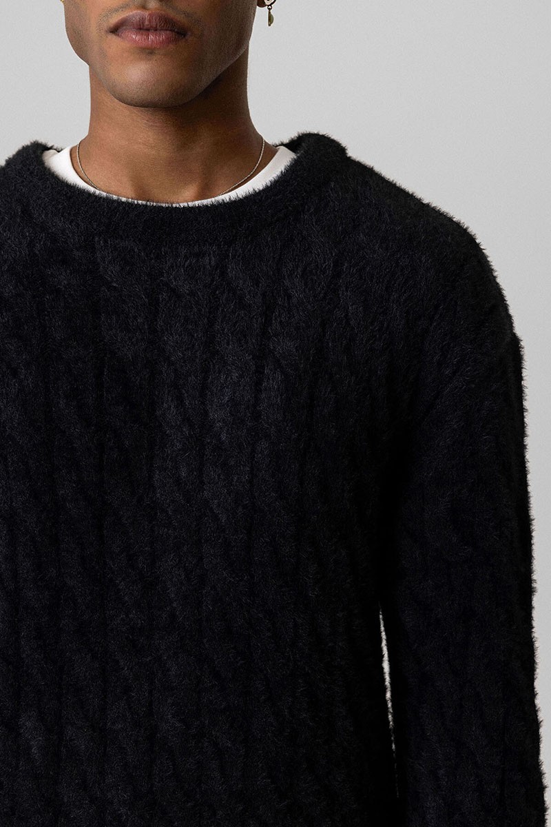 OVERSIZE KNITWEAR SWEATER-BLACK