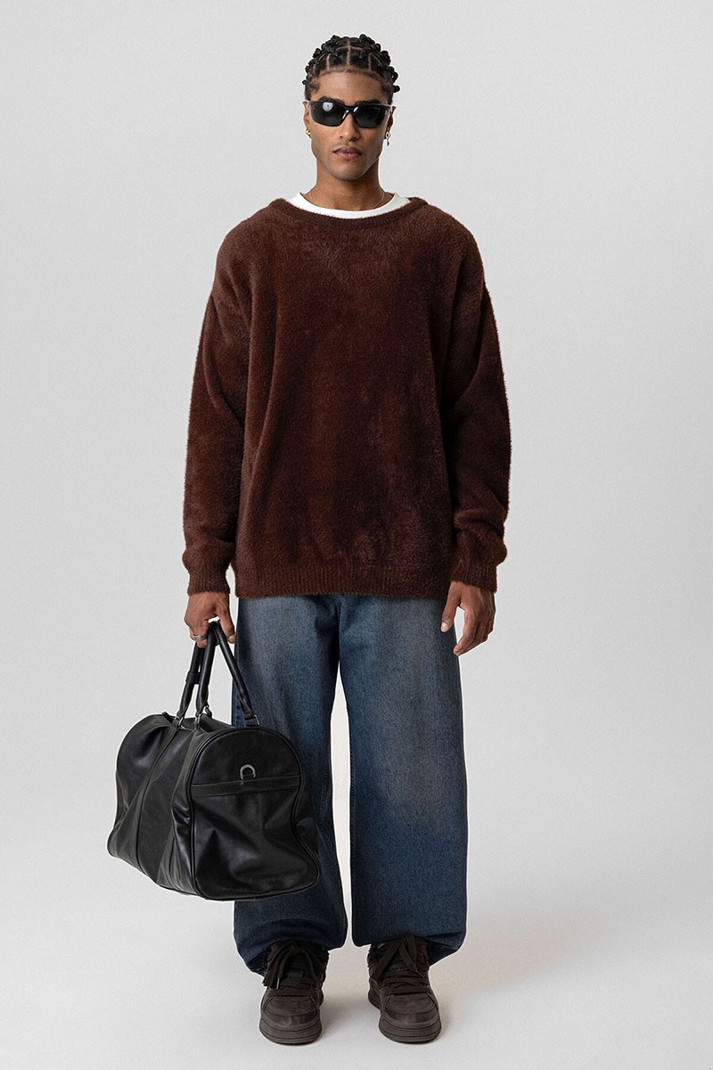 OVERSIZE PLUSH KNITWEAR-COFFEE