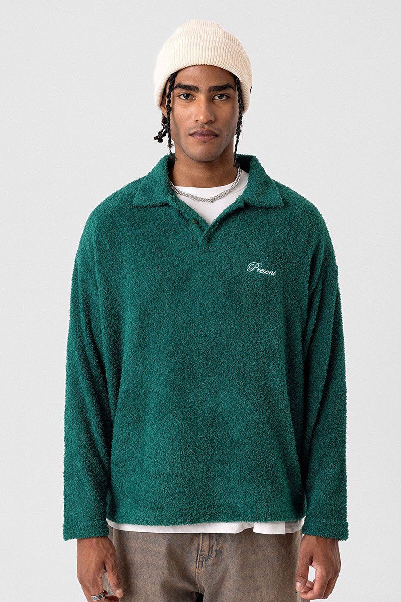 OVERSIZED SWEATSHIRT WITH TEXT DETAILED GREEN