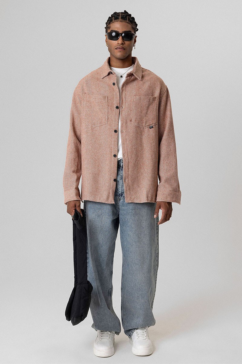 DOUBLE POCKET DETAILED OVERSIZE LUMBER SHIRT-TABA