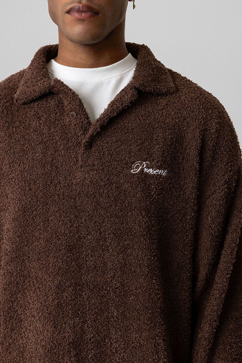 OVERSIZED SWEATSHIRT WITH TEXT DETAILED BROWN