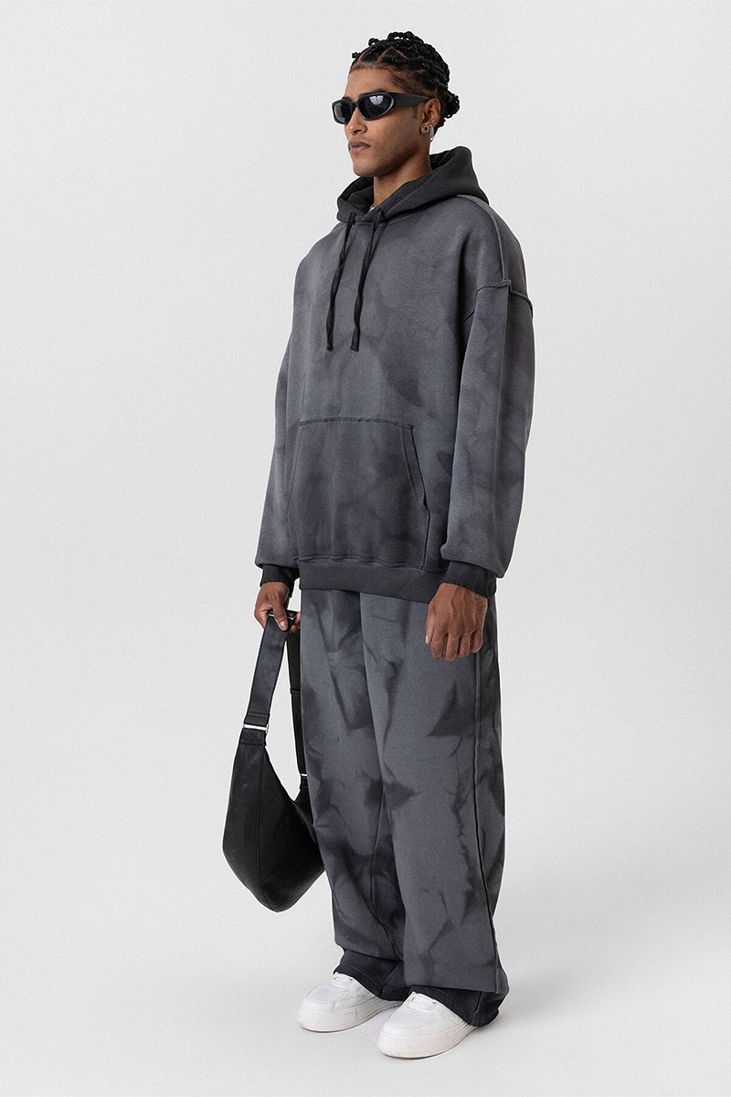 COLOR TRANSITION WASHABLE OVERSIZE TRACKSUIT BLACK