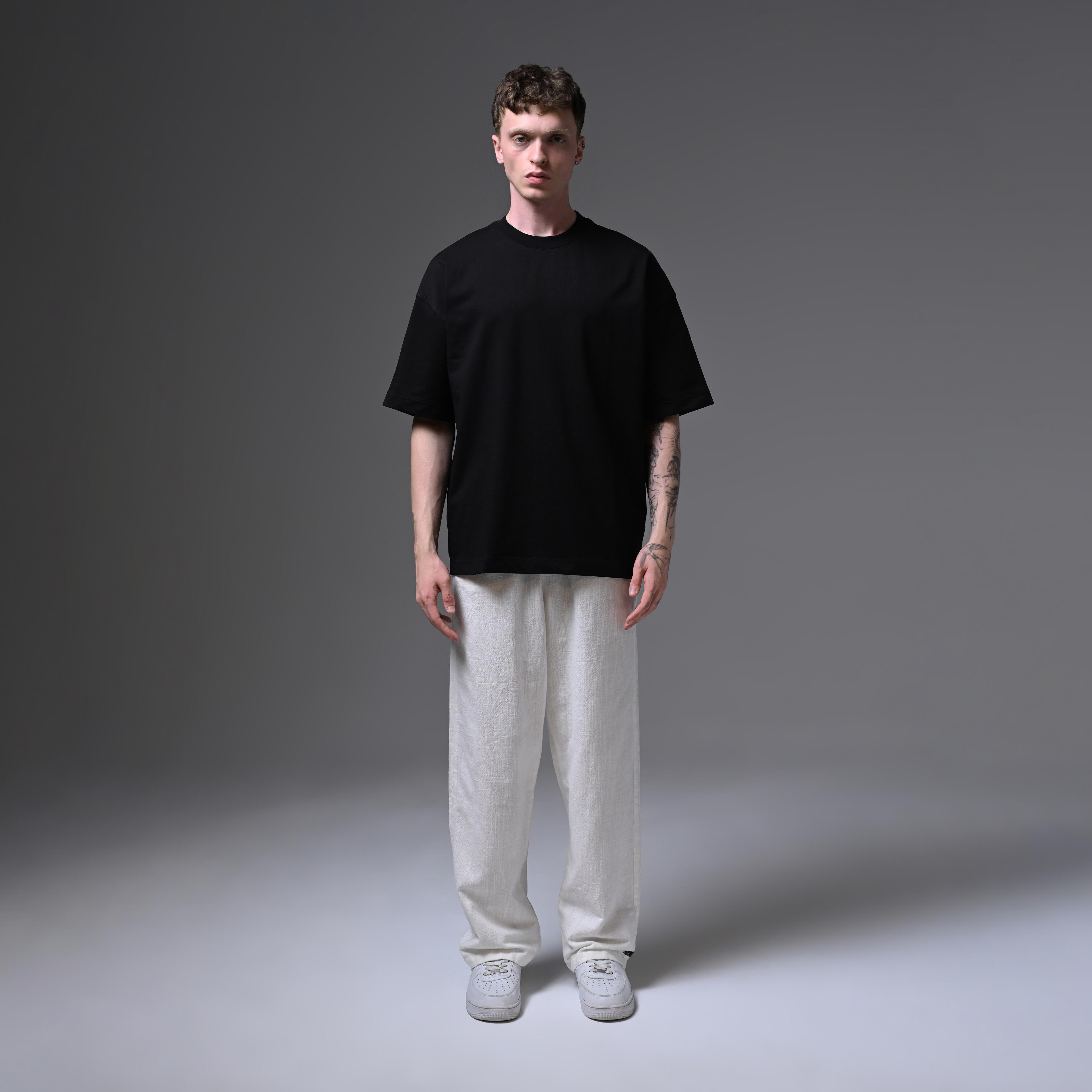 BASIC OVERSIZED COTTON T-SHIRT-BLACK