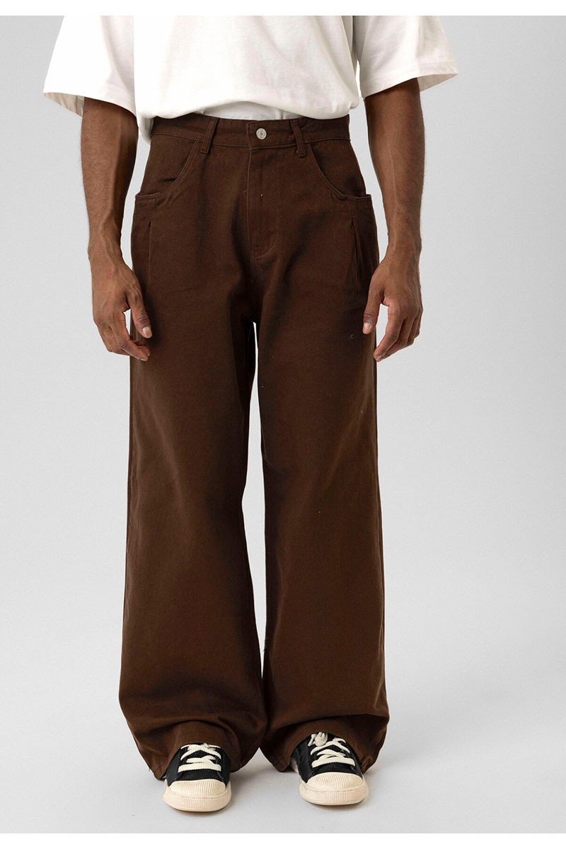 BALLOON FIT GABARDINE TROUSERS BROWN