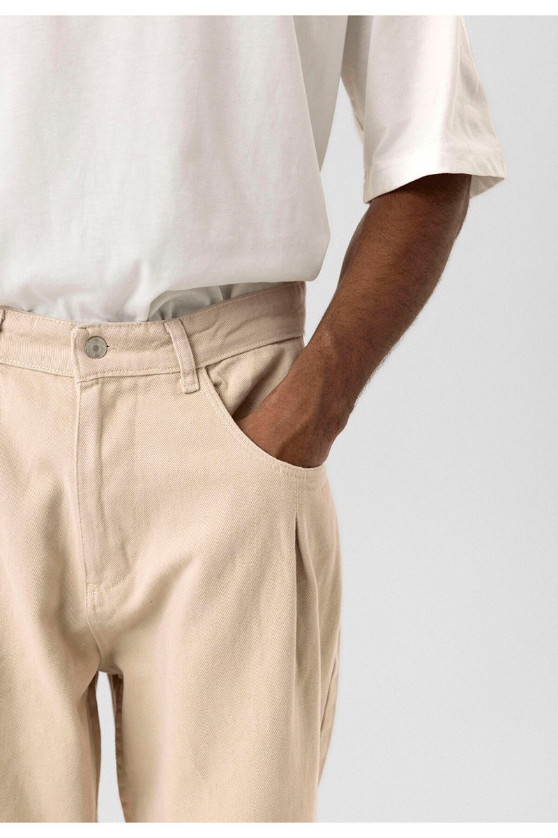 BALLOON FIT GABARDINE TROUSERS LIGHT BEIGE