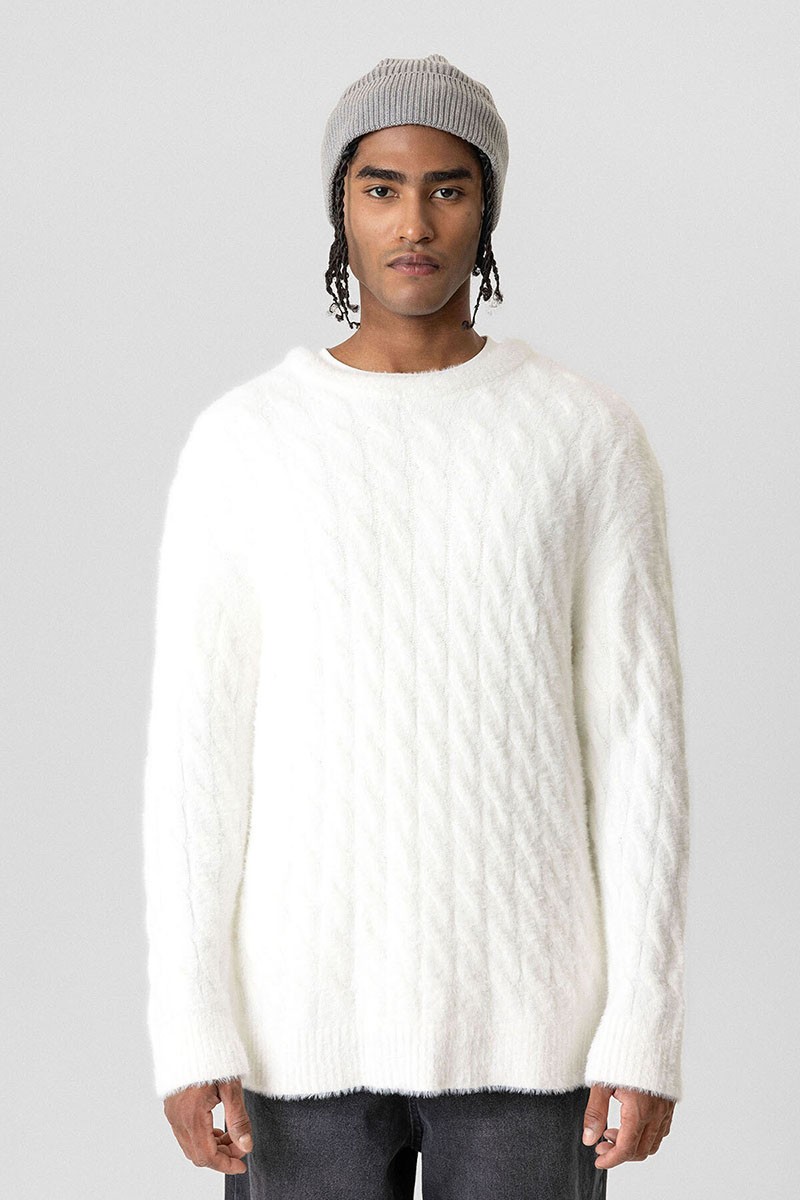 OVERSIZE KNITWEAR SWEATER-BONE