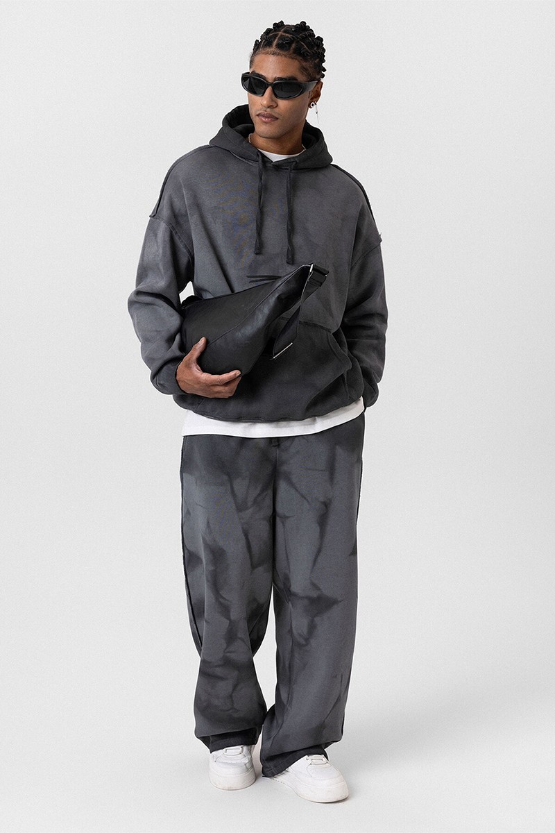 COLOR TRANSITION WASHABLE OVERSIZE TRACKSUIT BLACK