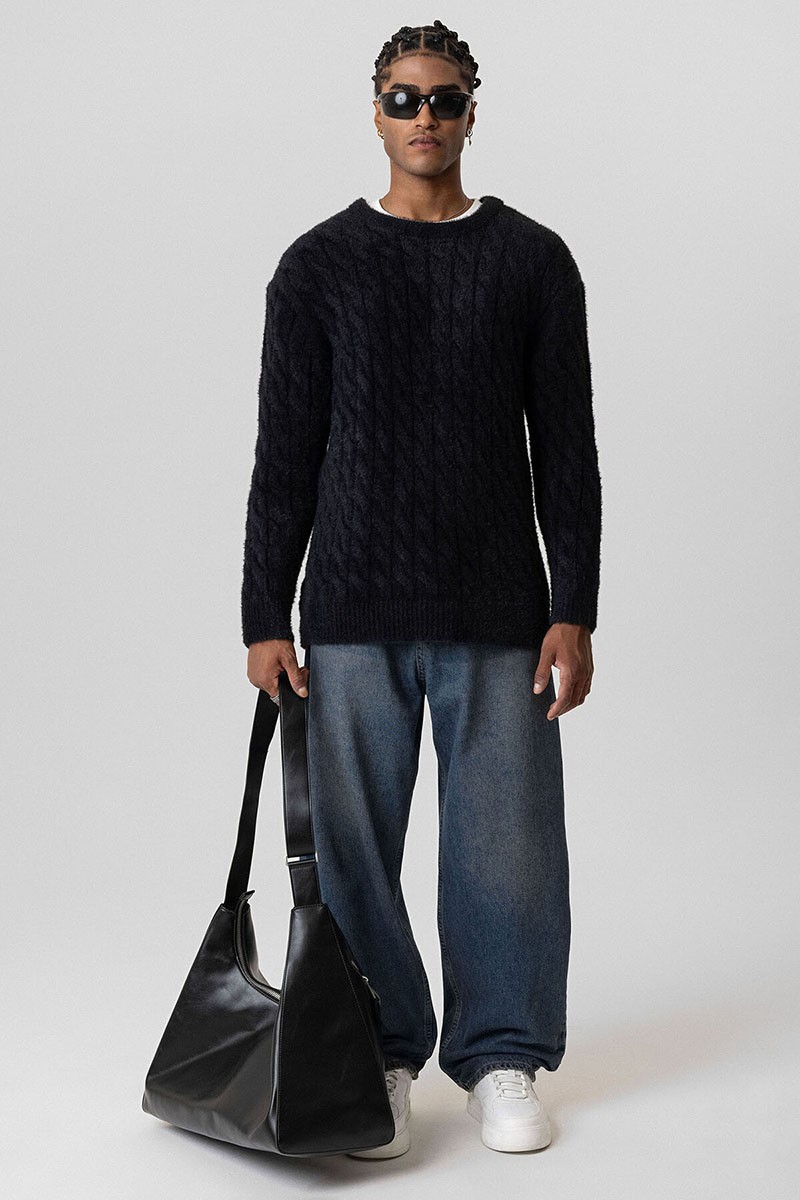 OVERSIZE KNITWEAR SWEATER-BLACK