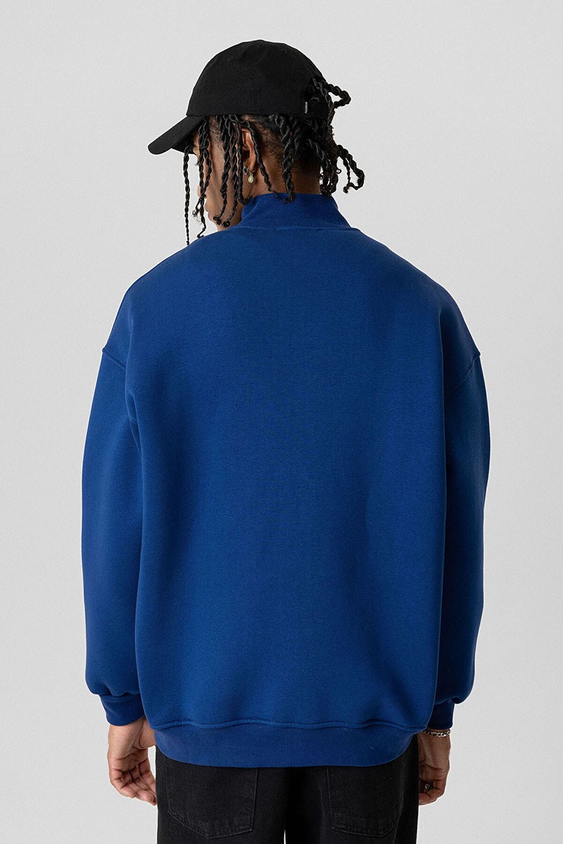 BASIC ZIPPERED OVERSIZE SWEATSHIRT INDIGO