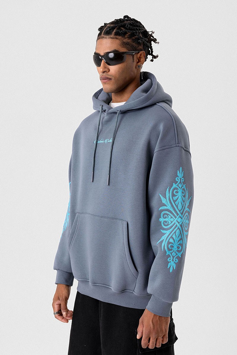 PATTERNED OVERSIZE SWEATSHIRT LIGHT SMOKED