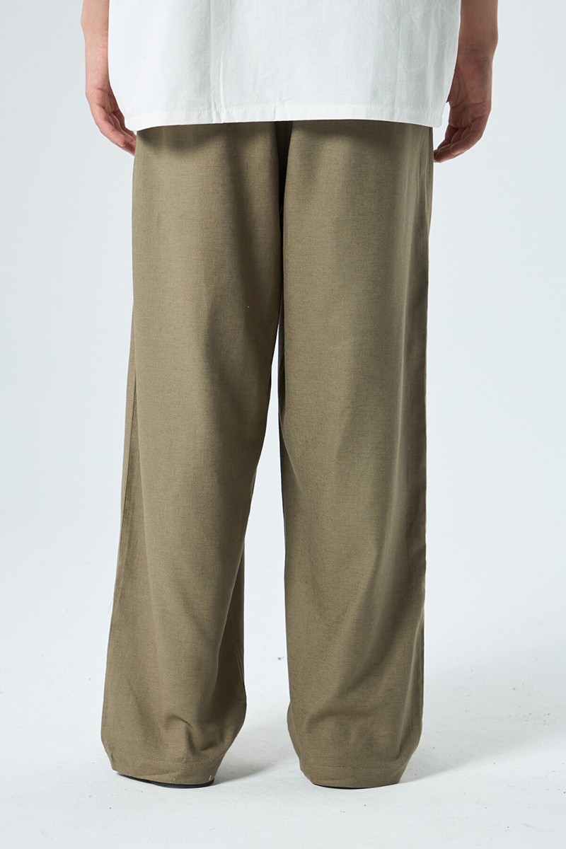 LINEN BAGGY PANTS KHAKI